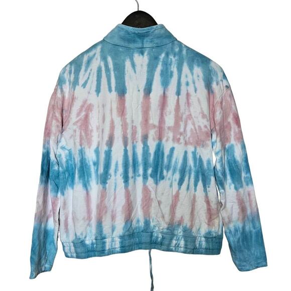 C&C California Womens 1/4 Zip Tie Dye Sweatshirt Beach Fleece 80s 90s Boho Top M - Picture 6 of 16